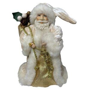Old World Santa 5.5" Vintage Christmas Decor Gold Fabric Figurine